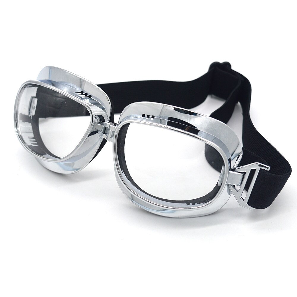 Mooreaxe motorcykel beskyttelsesbriller retro pilot steampunk jet hjelm beskyttelsesbriller maske cykling oculos gafas vintage beskyttelsesbriller: Klar linse