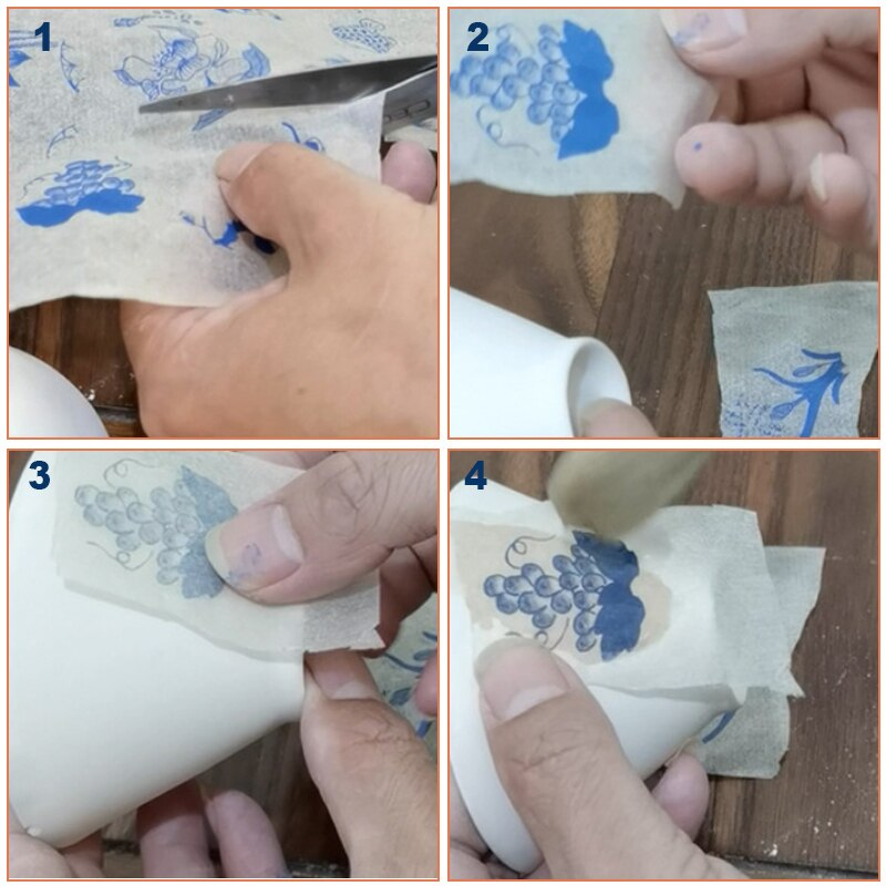 Papier de transfert en céramique d&#39;art poterie, glaçure sous glaçure, fleur noire, décalcomanies en céramique haute température, outils en argile polymère pour bricolage