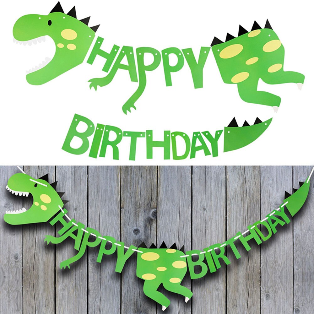 1 set grattis banderoller dinosaurie fest dino latex ballonger baby födelsedag dekorationer barn dinosaurie födelsedagsfest tillbehör