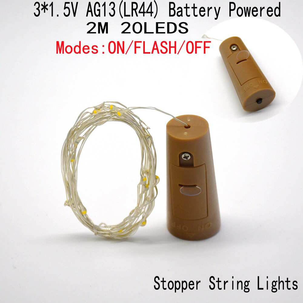 Battery Powered 20pcs/lot 2M 20LED Decorative lamp Wine Bottle Stopper Light Cork Shaped for Party Wedding Bedroom Home