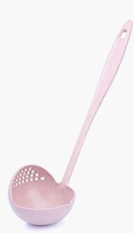 1 pezzo Lungo manico di un cucchiaio colino 2 in 1 caldo pentola pentola zuppa di grande cucchiaio da minestra cucina di cottura cucchiaio filtro gadget da cucina: rosa