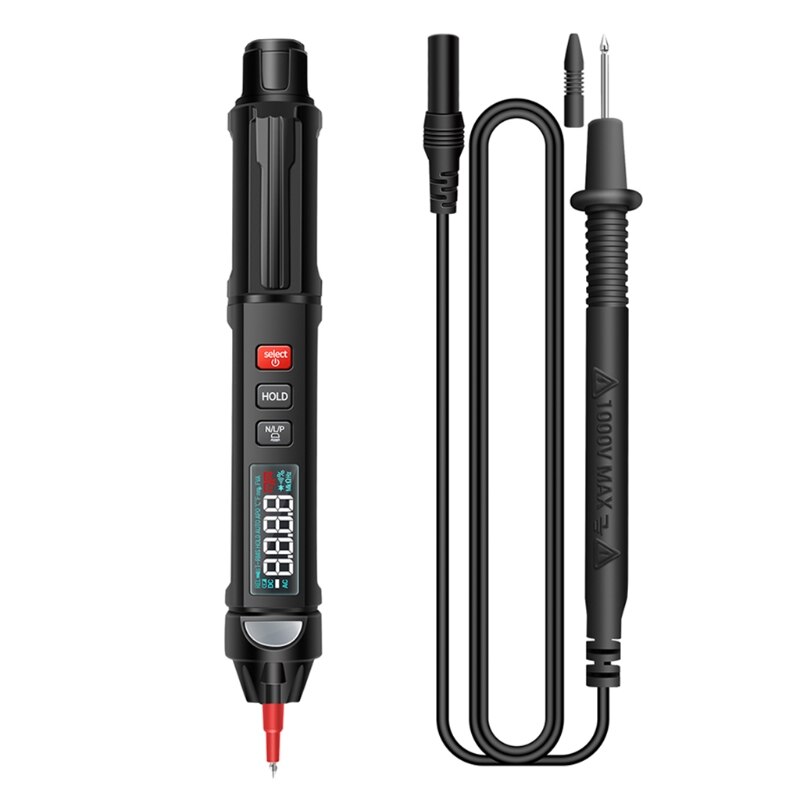 Woltomierz bezdotykowy AC/DC 6000 zlicza True RMS multimetr faza NCV odporność pojemność temperatura z latarką