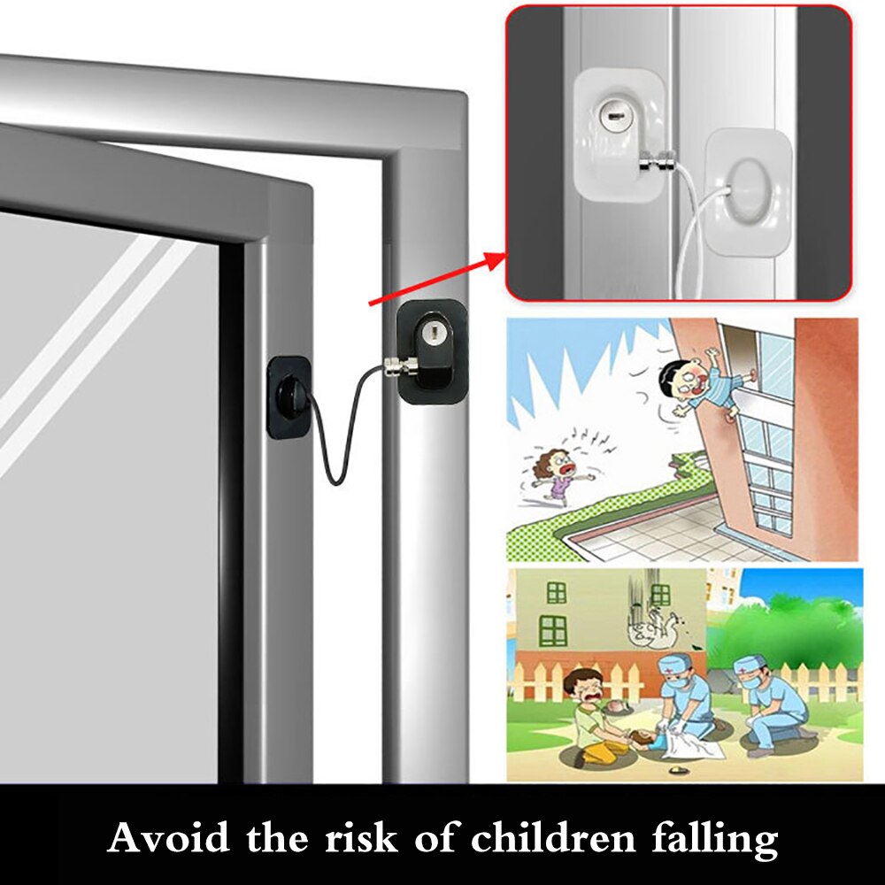 thumbnail image 2 of Child Window Restrictor Casement, Anti Theft Window Door Lock Cable Restrictor Metal Lock Cylinder For School 2 of 10