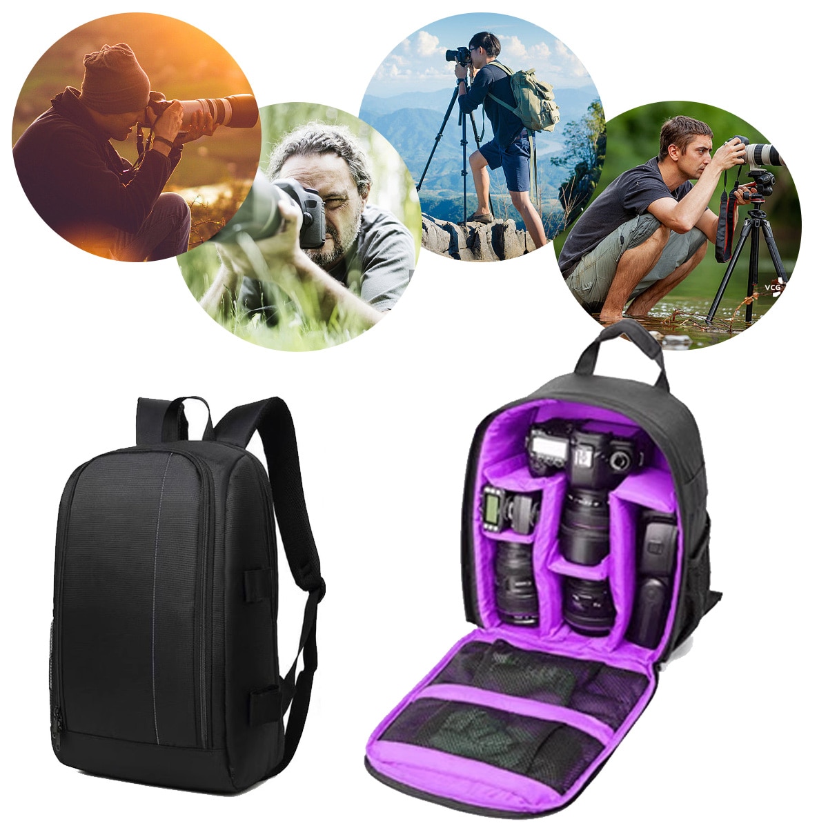 Multi-Functional Camera Bag for Nikon Digital Lens Outdoor Photography Backpack Lightweight Waterproof Fabric Large Capacity