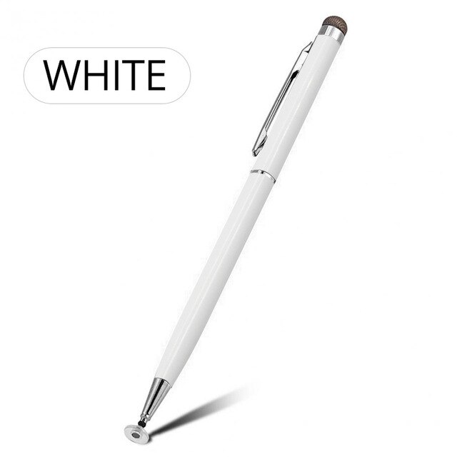 2 In 1 Stylus Pen Metal Hook Touch Screen Pen Tablet Drawing Writing Capacitive Pencil For Iphone Android Capacitive Touch Pen: white