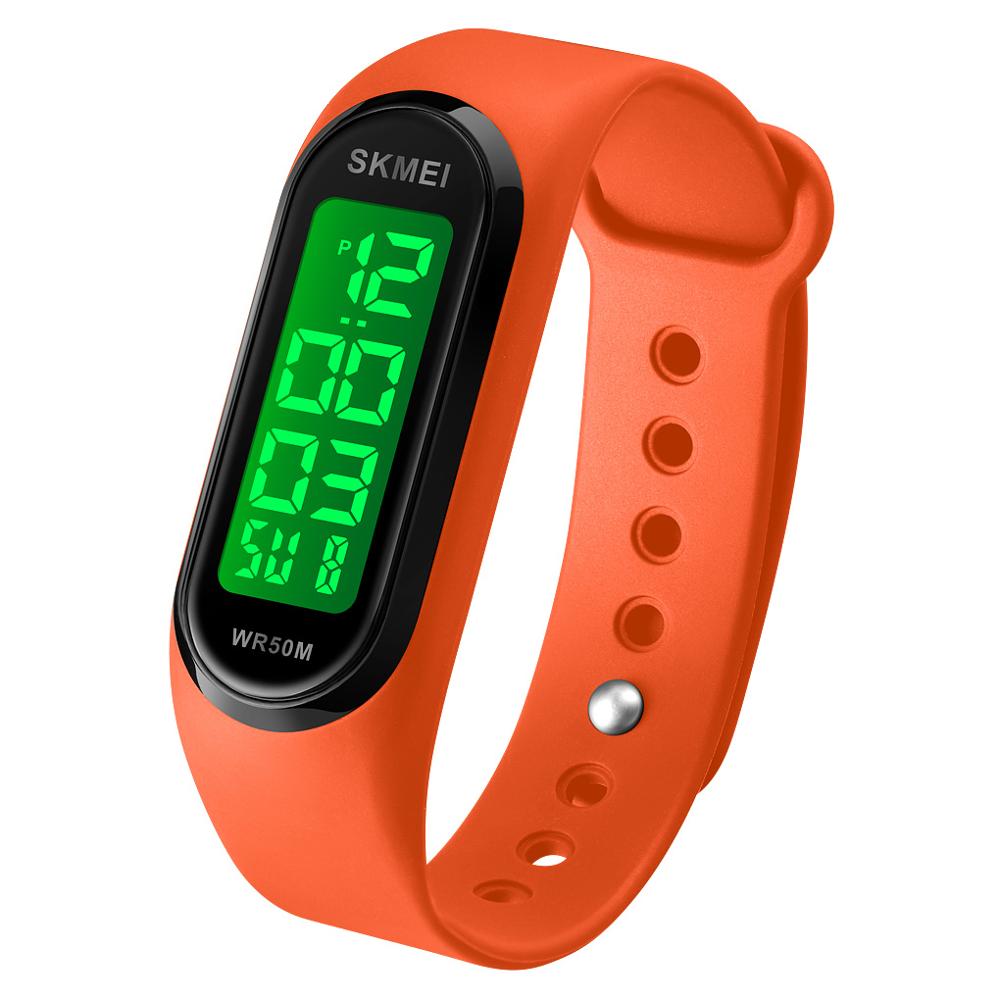 Simple Women Sports Watch Luminous Bracelet SKMEI Women Silicone Electronic Digital Watches 50M Watchproof Watch Ladies: orange-black