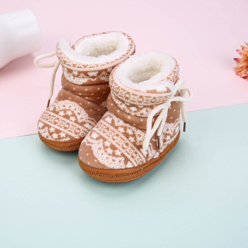 Winter Warm Baby Snow Boots Plus Velvet Toddler Boots Baby Shoes Newborn Soft Sole Anti-slip Crib Shoes Y13: 57C