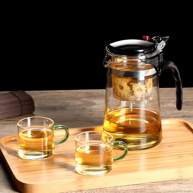 Tekanna värmebeständigt glas te krukor te infusionsanläggning kinesisk kung fu te uppsättningar vattenkokare kaffeglas tillverkare bekvämt kontors te set