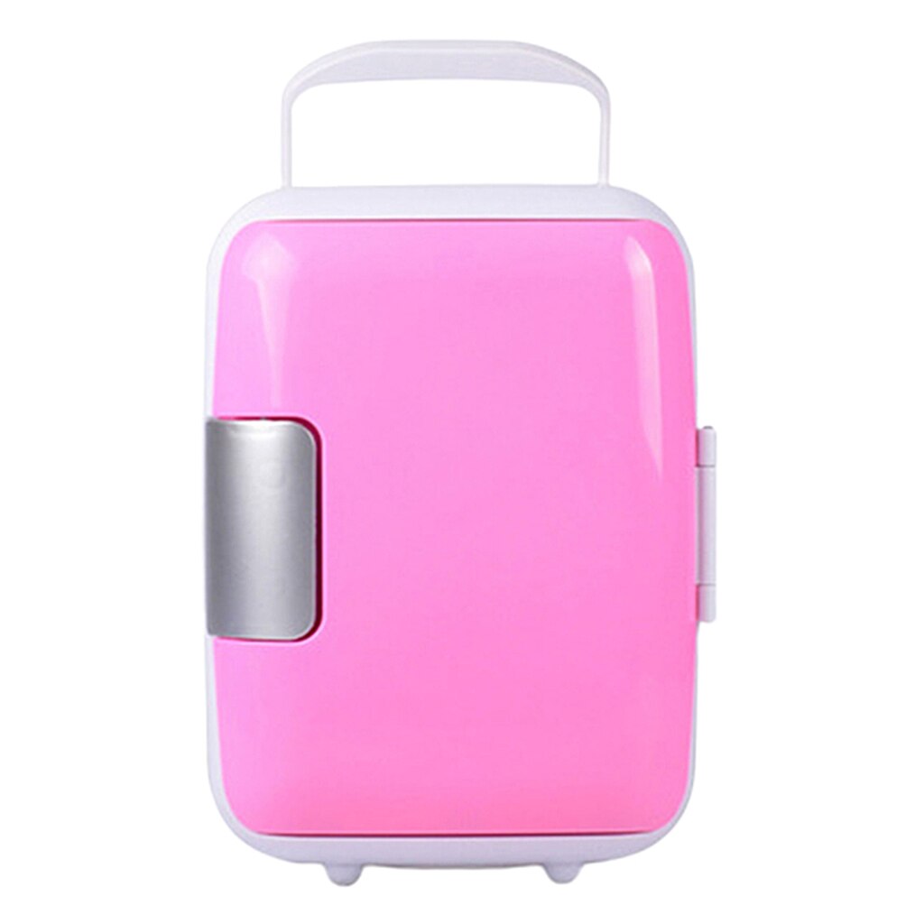4L Portable Mini Car Refrigerators Fridge Compact Cooler/Warmer Fridge f/ Travel: Pink