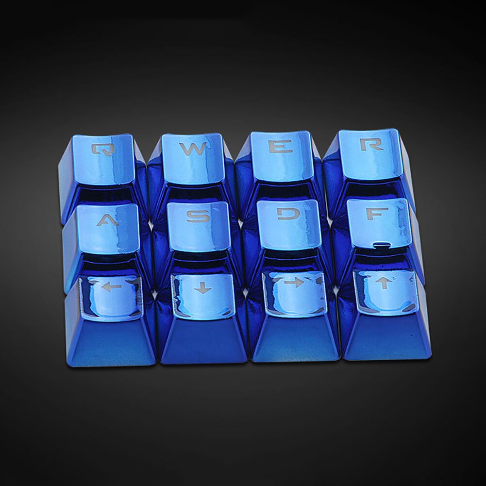 12 Pcs/Set PET Electroplating Gaming Keyboard Key Caps English Replacement Button Set for Game Keyboard Key Cap Switches