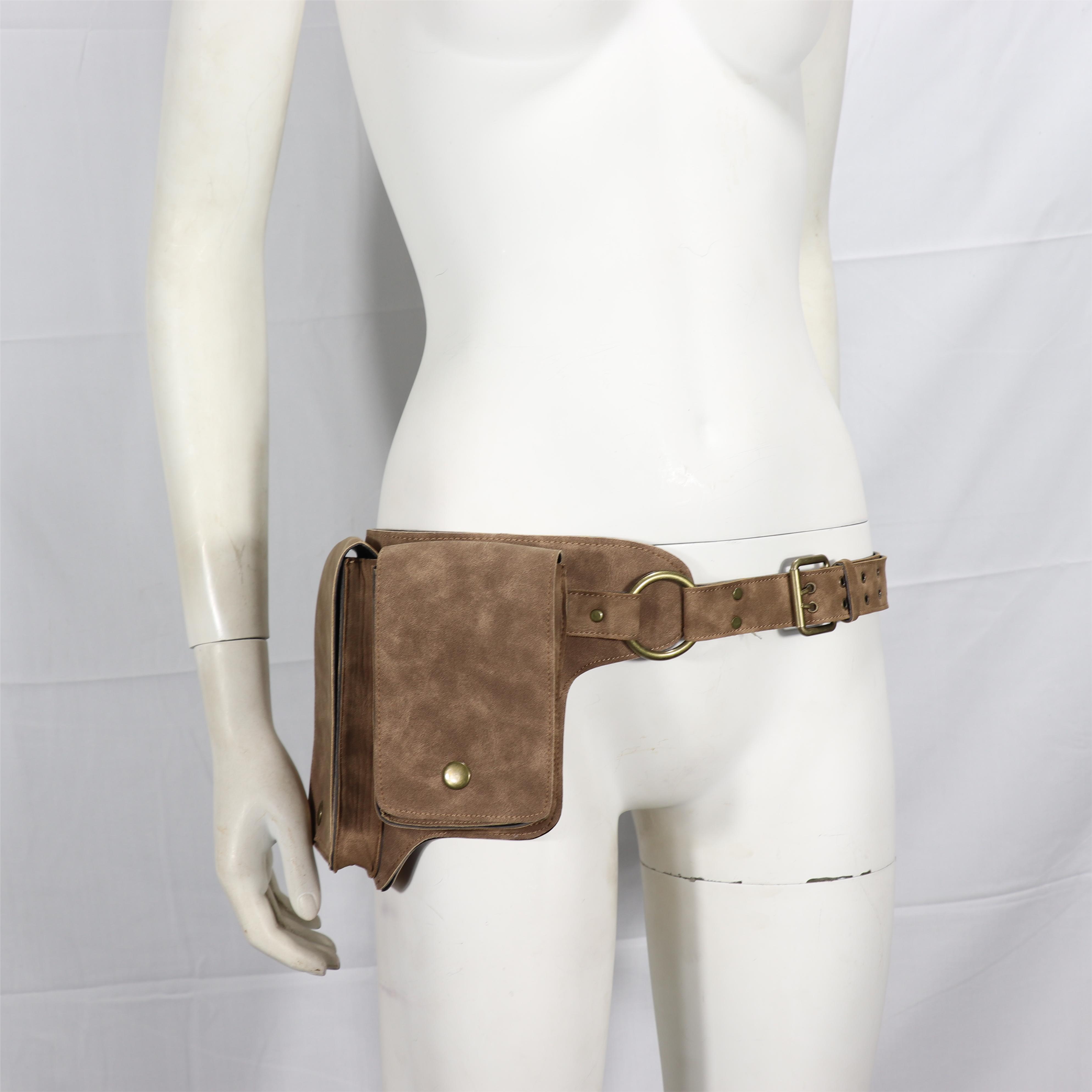 Medieval Adjustable PU Leather Utility Belt Pocket Women Vintage Hip Bag Waist Pack Viking Warrior Larp Cosplay Accessory Wallet