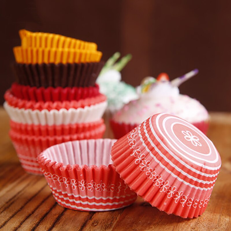100 stuks cupcake liner bakken cup 5 stijlen cupcake papieren vormpjes taartdoos Cup eitaartjes lade cakevorm decoreren gereedschappen