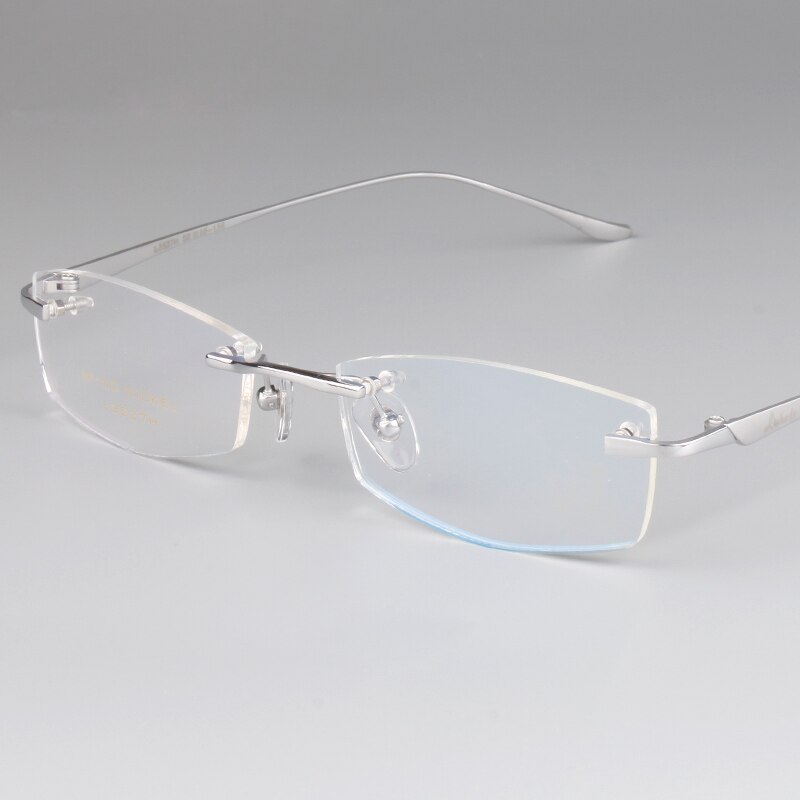 Rene titanium mandlige briller mænd rammer uden briller nærsynethed brille optisk recept briller 3527: Sølv