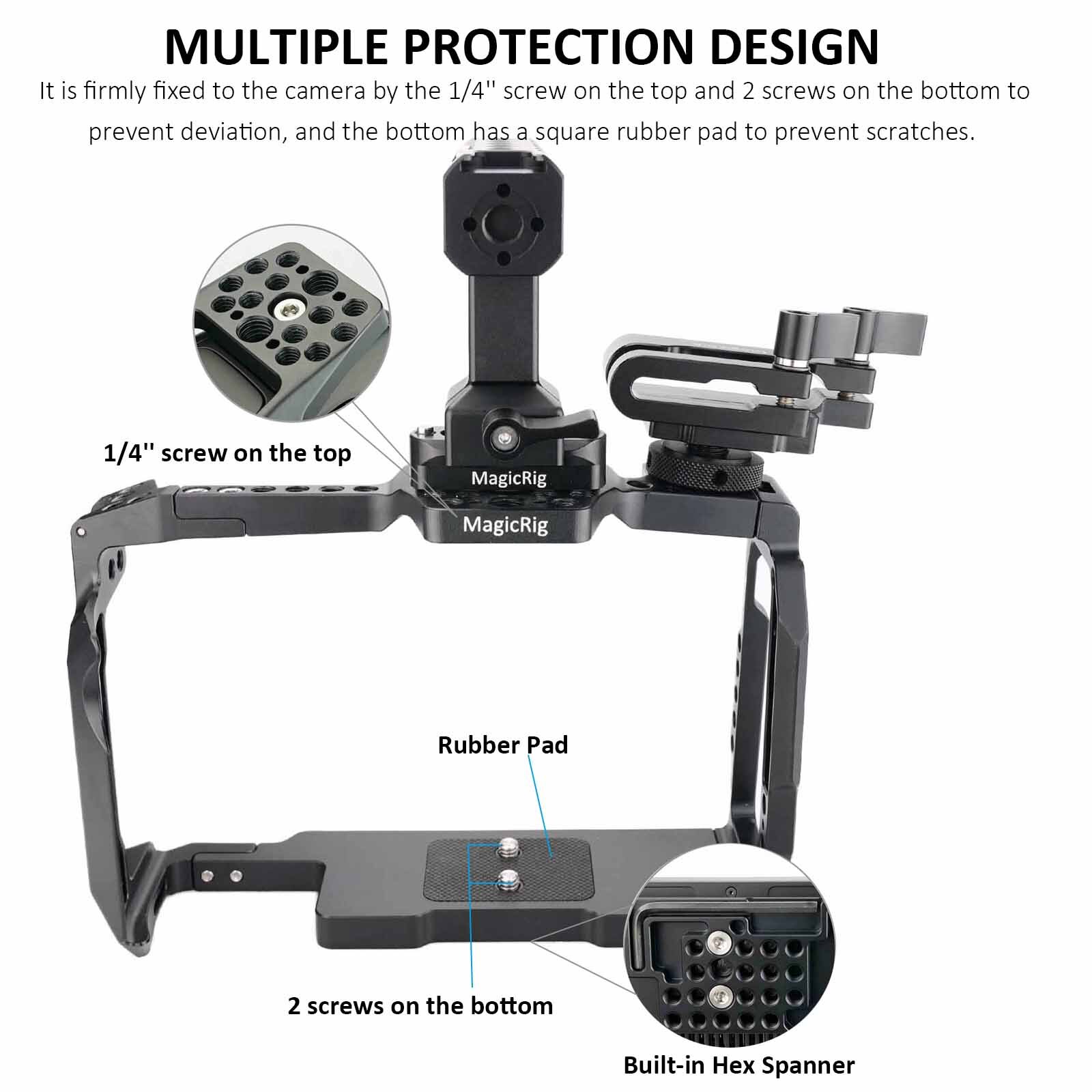 MAGICRIG BMPCC 6K Pro Cage Kit, For Blackmagic Pocket Cinema Camera 6K Pro With NATO Handle &amp; NATO Rail &amp; T5 SSD Mount