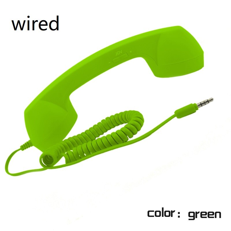 Wireless Retro Telephone Handset and Wire Radiation-proof Handset Receivers Headphones for a mobile phone with comfortable call: wired green
