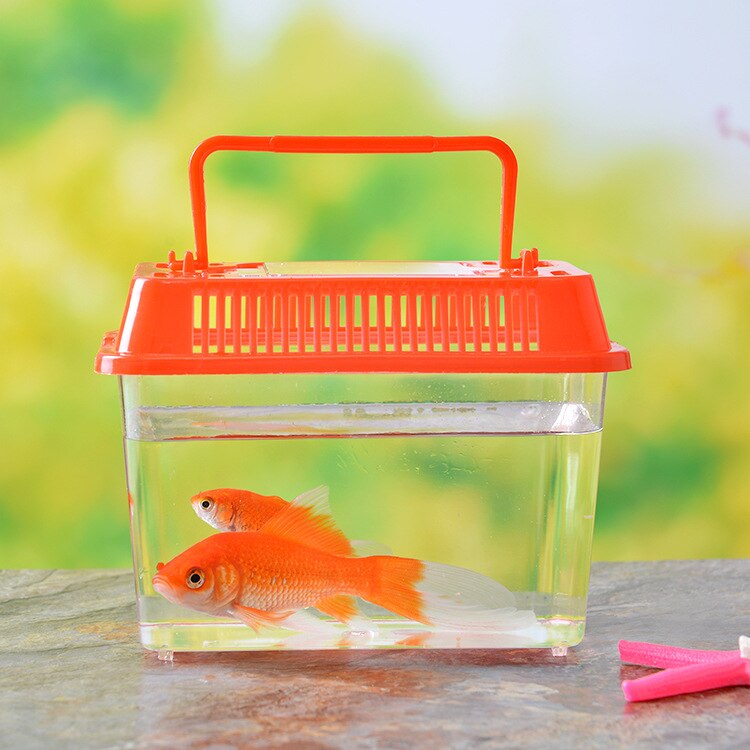 1 PCS Little Fish Tank Goldfish bowl Cute Transparent Plastic Goldfish Bowl pet Reptile Tortoise cage: Red