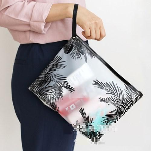 A4/A5 Simple Leaves Transparent PVC File Folder Document Filing Bag Cosmetic Stationery Bag Promotional Stationery