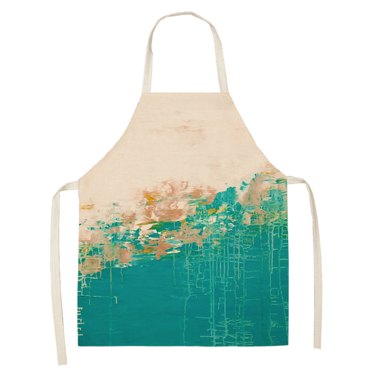 Gyllene rådjur fjäril köksförkläden för kvinnor bomull linne haklappar hushållsstädning pinafore husmanskost förkläde 53*65cm wql 0190: 2wq- wql 0190-19