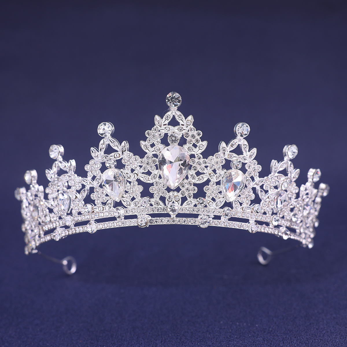 Accessoires pour cheveux de mariage, couvre-chef, bijoux de tête, diadème de cheveux de mariage, couronne de diadème de mariée en cristal, couleur argent, diadème en voile: Argent