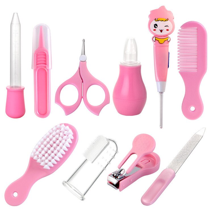 10 Stks/set Baby Gezondheidszorg Nail Haar Thermometer Grooming Brush Kit Clipper Schaar Multifunctionele Kid Toiletartikelen Kit Babyverzorging