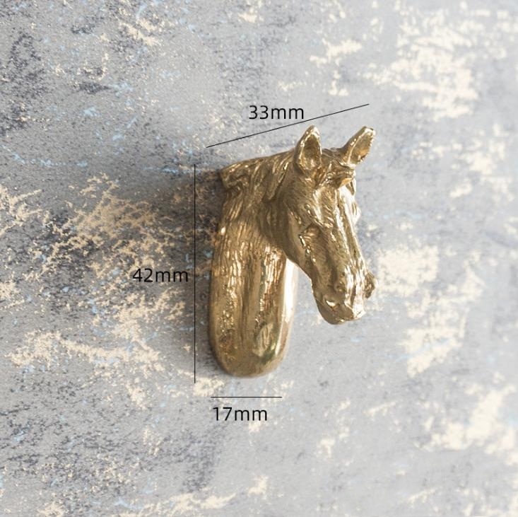 Nordic Stijl Paard Hoofd Herten Hond Creatieve Massief Messing Knop Vintage Kast Handvat Lade Pull Geborsteld Messing Kleur: Horse