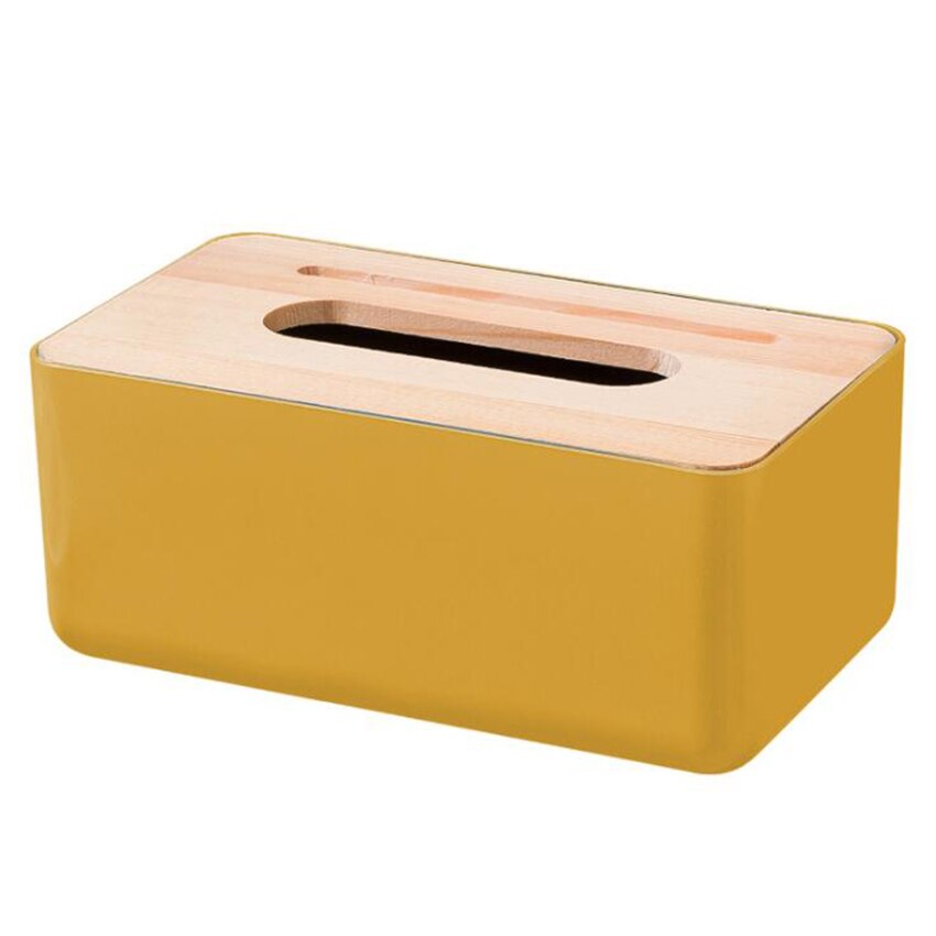 Modern Platic Tissue Box Rectangular Holder Case Toilet Paper Cover Household Paper Towel Table Storage Organizer Desk Decor: Style B-Yellow