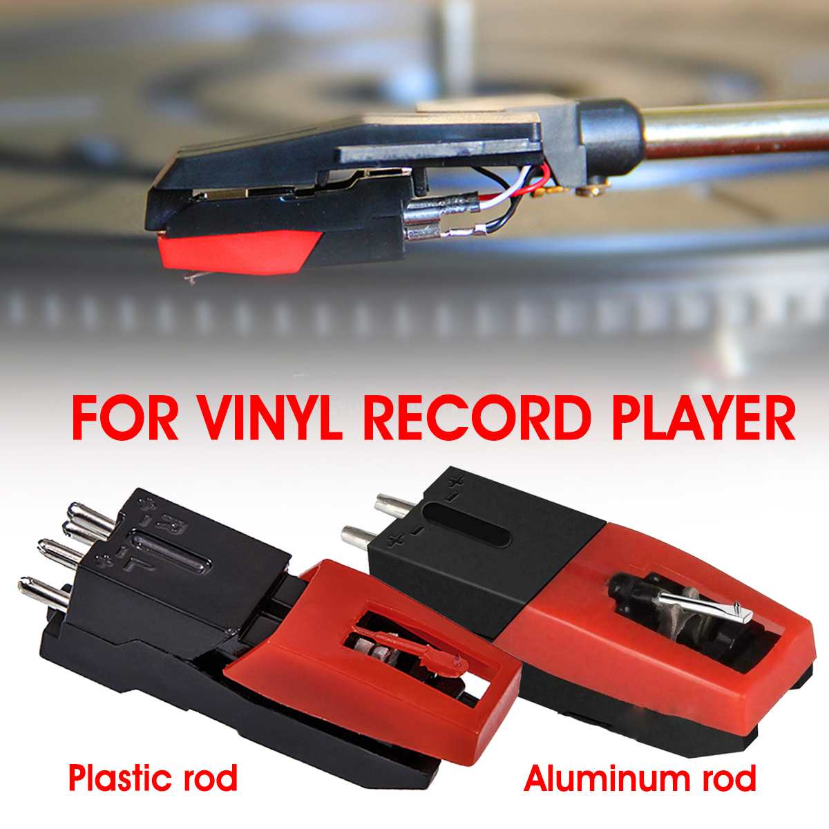 Reproductor de discos de vinilo tocadiscos, aguja para lápiz óptico, Cartucho de cerámica, giradiscos con lápiz óptico, varilla de plástico/aluminio