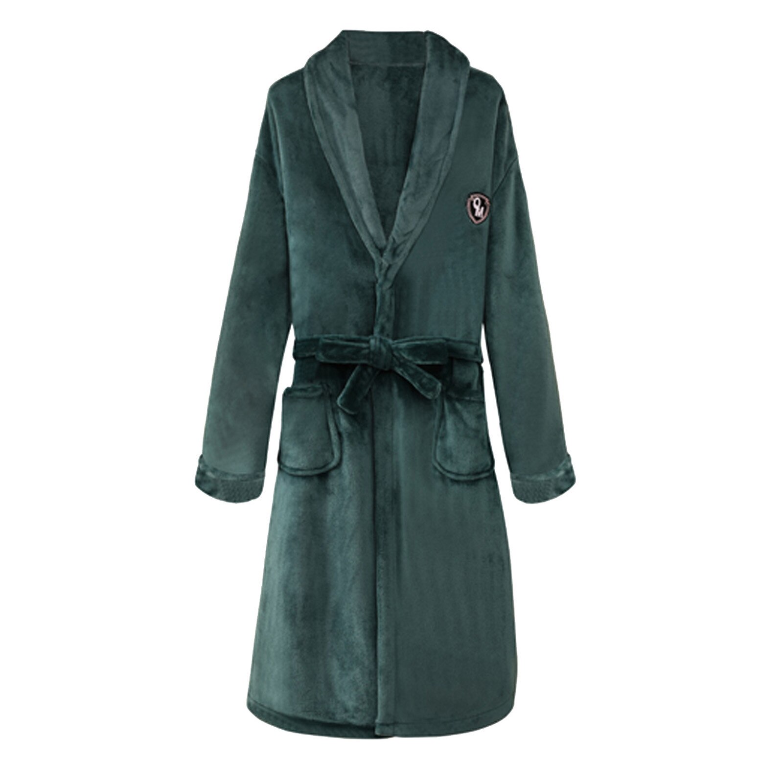 Winter Gewaden Voor Vrouwen Mannen Verlengd Coralline Badjas Lange Mouwen Gewaad Flanellen Kimono Badjas Badjassen Nachtkleding: green