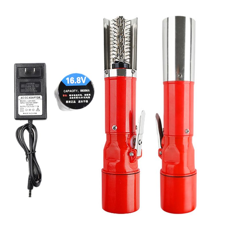 Electric Fish Scale Remover Cleaner Seafood Tool Stainless Steel Waterproof Cordless Automatic Scraper Kitchen Helper Cleaning B: Red-Plug-in