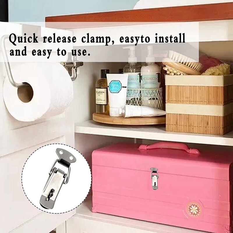 -12Pcs Spring Loaded Toggle Catch Latches Hasp Stainless Steel Catch Clamp Clips for Case Toolbox Box Drawer Chest Trunk