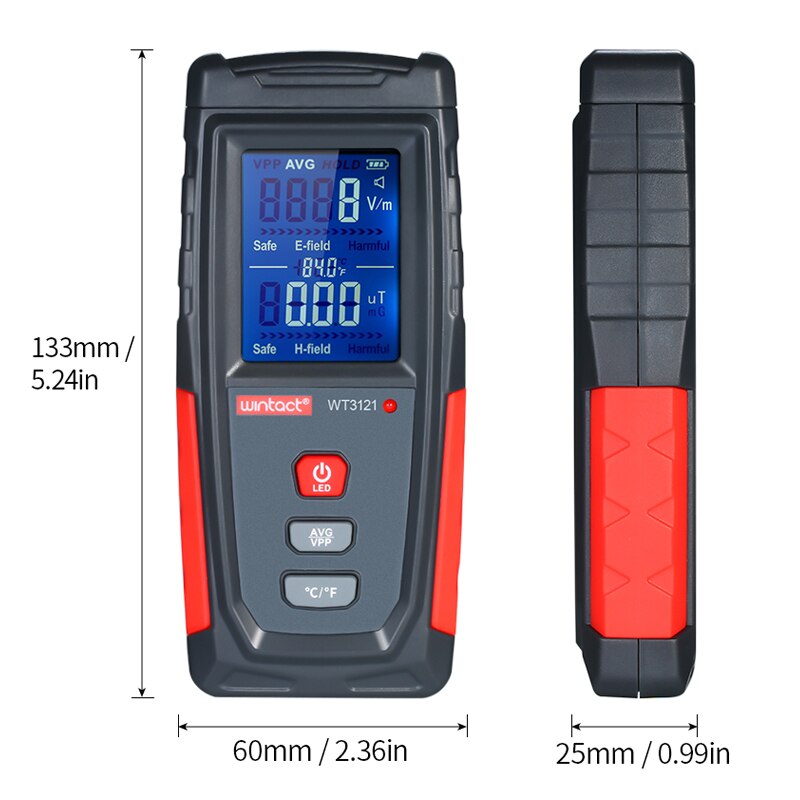 Elektromagnetisk stråling tester felt dosimeter detektor høj præcision håndholdt digital lcd emf meter elektrisk felt magnetisk