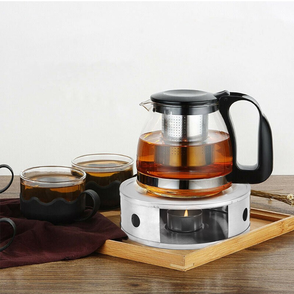 Universal te komfur rustfrit stål sølv te varmere stand mælkevarmer tekande opvarmning stearinlys base til te og kaffe potter