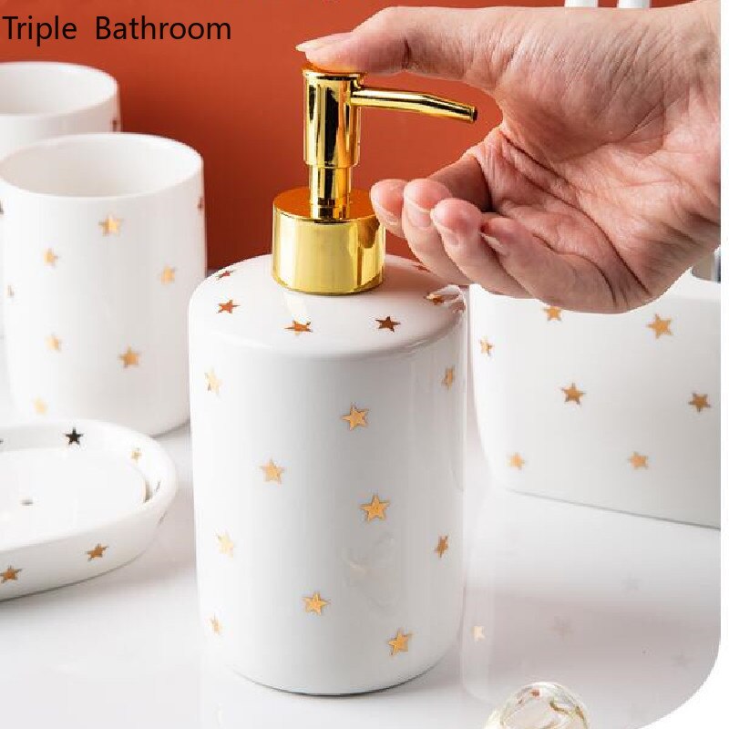 1pc Star Style Ceramic Home Hotel Bathroom Accessories Soap Soap Toothbrush Holder Mouth Cup Lotion Bottle Product