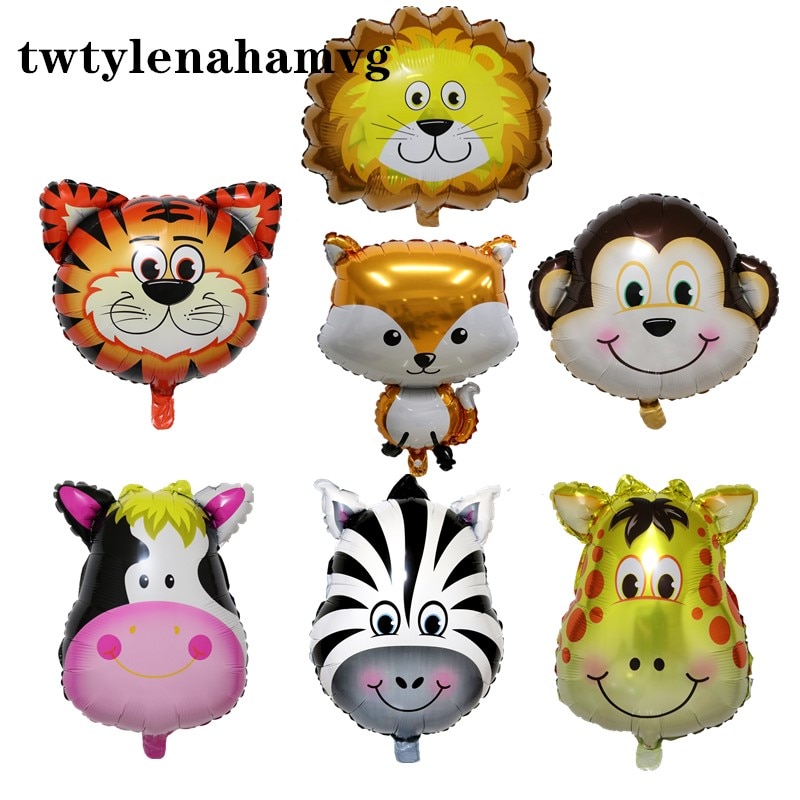 Gelukkige verjaardag kinderen dag grote thema party zelfdichtende ballon ROZE Koe tijger dier hoofd biger aluminium folie ballon