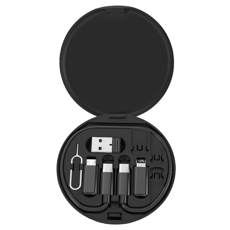 Kit de cabo adaptador de carregamento multi USB tipo C para C 60W USB C para conjunto de conversão de iluminação USB A e tipo C para Micro/Tipo C/Iluminação: Preto