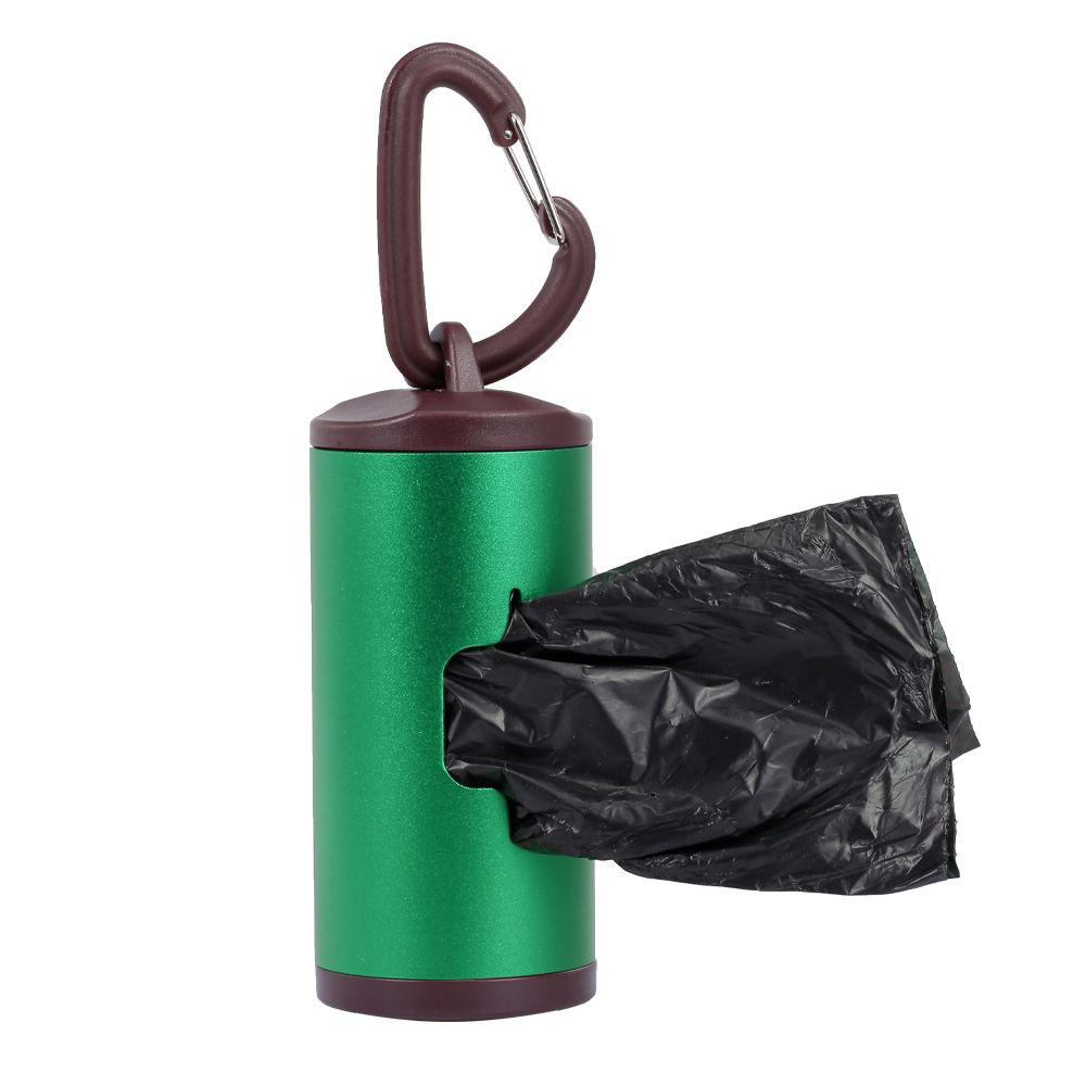 Pet Dog Poop Bag Dispenser Waste Garbage Bags Carrier Holder Dispenser Aluminum Tube with 15pcs Waste Bags Refillable: Green