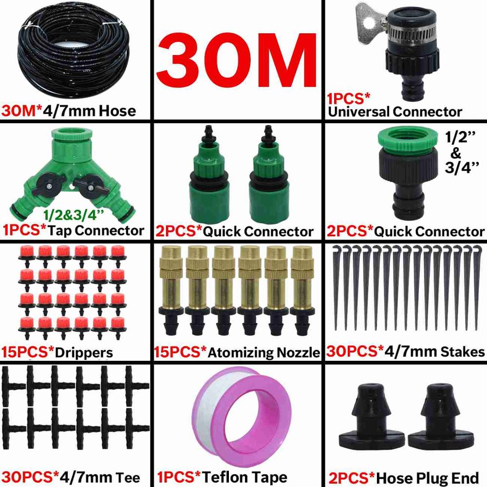 KESLA Garden Micro Drip Irrgation Watering Kits Timer Controller Automatic Misting Cooling Sprinkler System Flowers Greenhouse: KSL01-005-30M