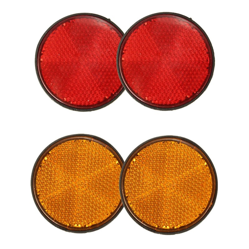2Pcs Round Red Reflector Universal for Motorcycle ATV 5.6x0.8cm & 2 x 2Inch Round Orange Reflectors Universal: Default Title