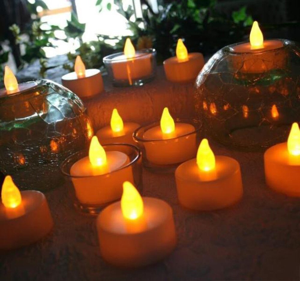 6 pièces/ensemble LED bougies chauffe-plat réaliste à piles sans flamme bougies mariage fête d'anniversaire décoration bougies # T2