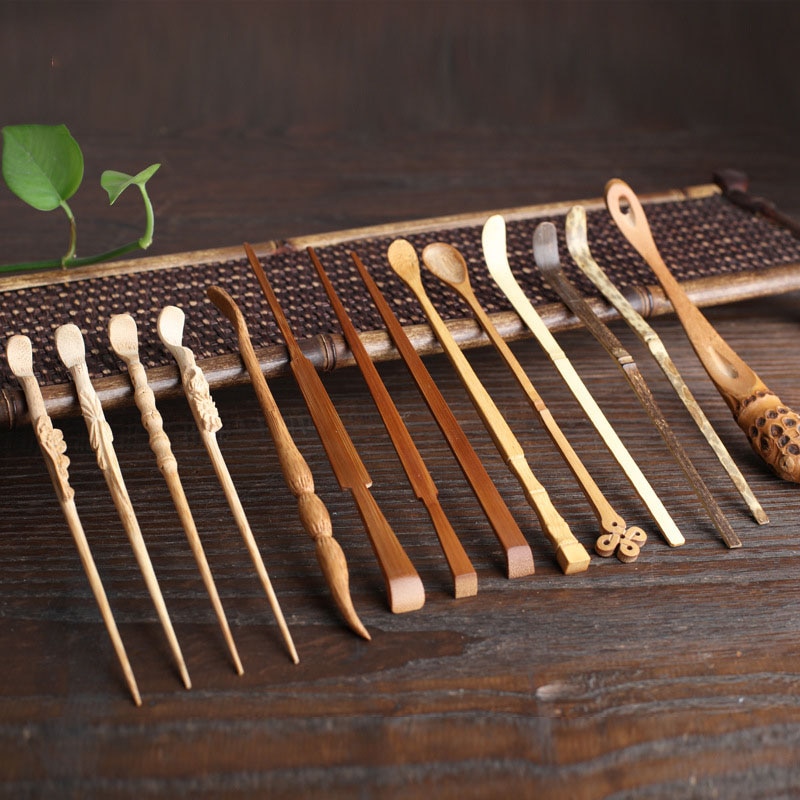 Cuchara de té de bambú hecha a mano, cuchara Matcha, palitos de hojas de té, aguja de especias, utensilios de cocina para ceremonia del té, accesorios