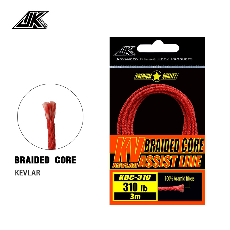 JK KBC 100/150/190/230/310LB Assist Line Kevlar Strong Braided 8 Strand Weaves Red Fishing Line Binding Jigging Hook Assist Lure