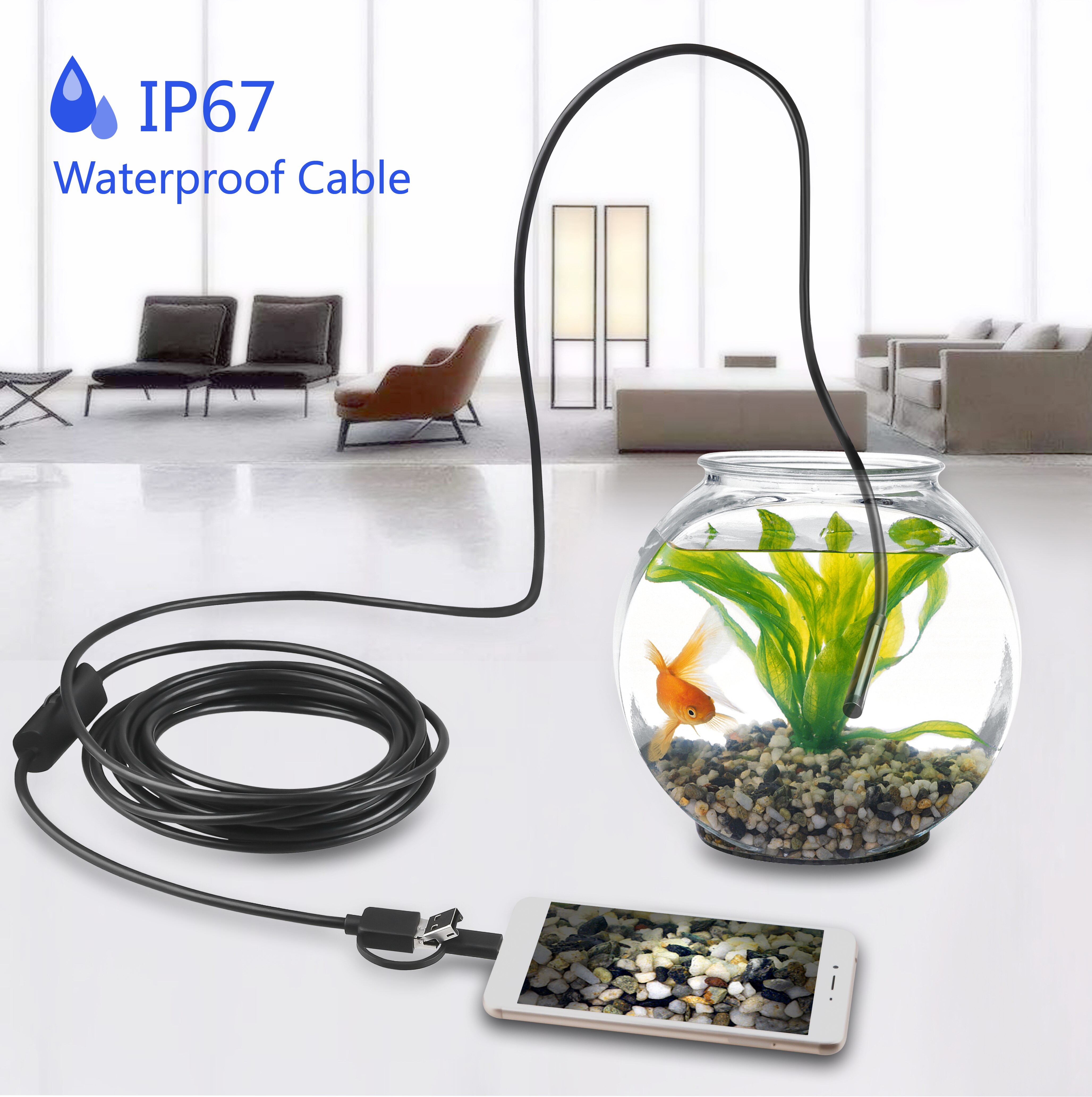 Cámara endoscópica 3 en 1 para teléfono móvil, endoscopio de inspección de boroscopio, USB, 8mm, 720P, para OTG, Android, PC