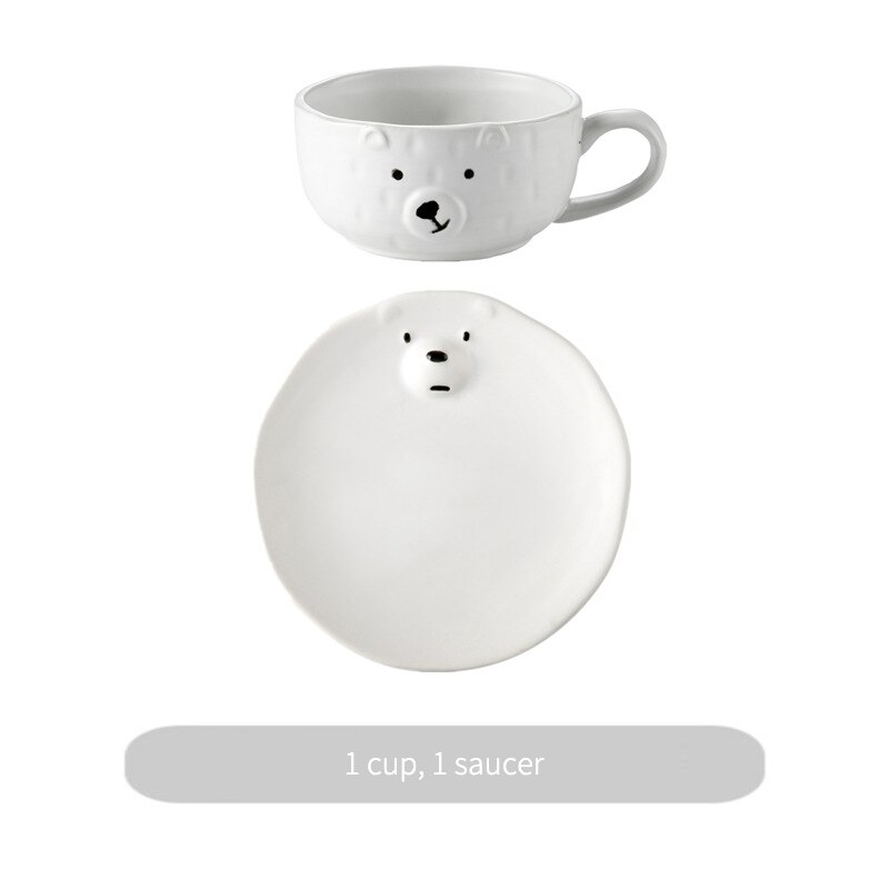 Keramische Gerechten Schattige Beer Borden Kommen Thuis Ontbijt Cartoon Japanse Creatieve Servies Voor Een Persoon Koffie Kop En Schotel: Coffee Cup and Sauce