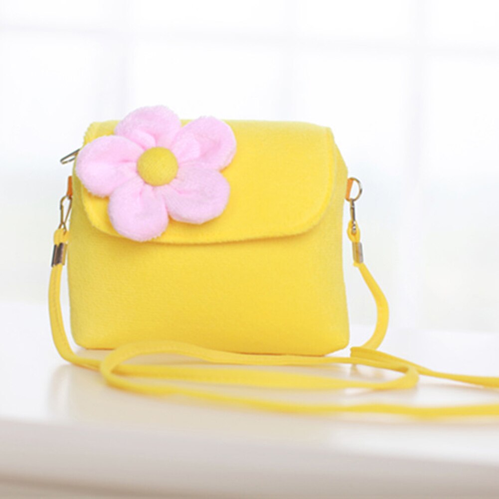 Bolso pequeño de felpa con flores para niños, Bolso pequeño de hombro para chicas pequeñas, de , Monedero, Monedero: YELLOW