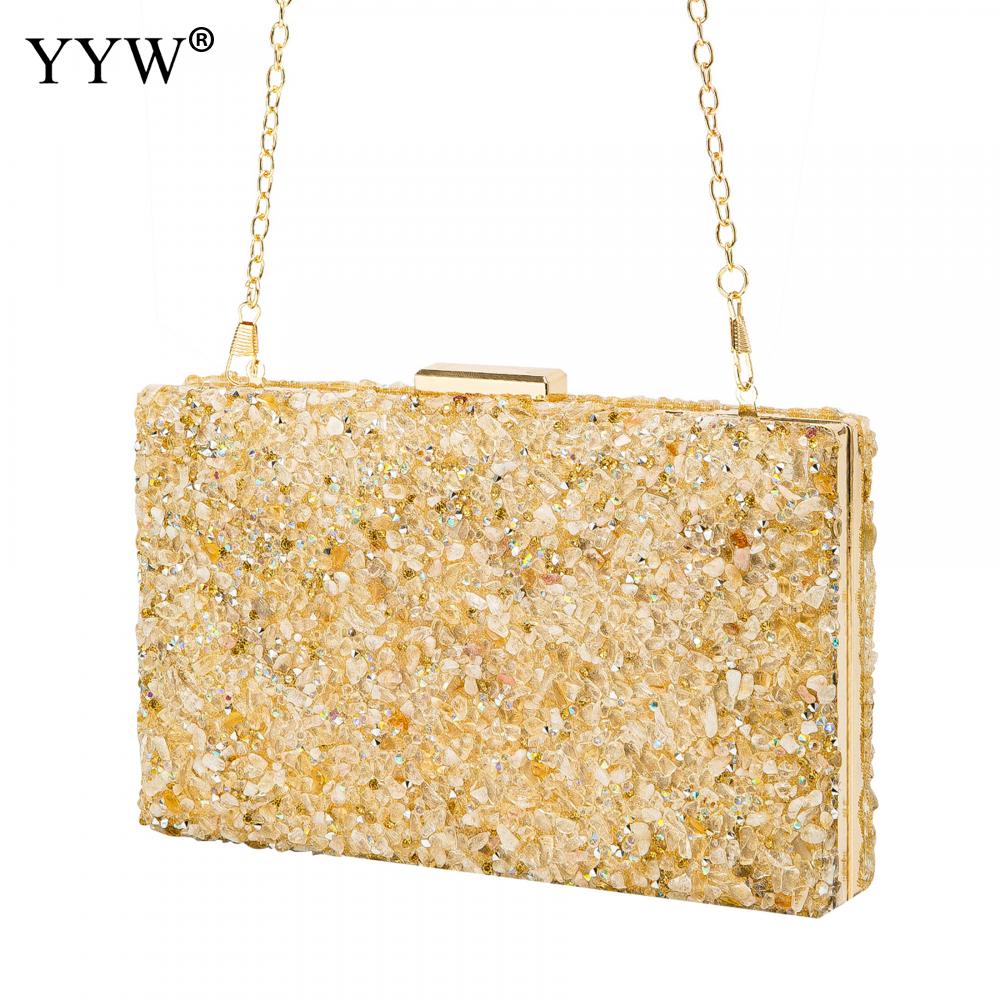 Avondtassen 2022 Multicolor Stenen Clutch Bags Vrouwen Party Purse Avondtassen Koppelingen Party Diner Strass Handtassen Crystal: gold