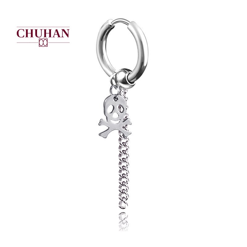 Chuhan koreaanse dames oorbellen met lange kwastketting, trendy titanium stalen clipoorbellen, heren persoonlijkheid hiphop oorbellen  j229