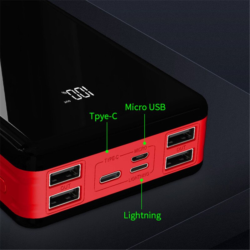 Chargeur de batterie externe portatif de grande capacité de la banque 80000mAh de puissance 4USB affichage numérique batterie d'alimentation pour l'iphone de Samsung Xiaomi