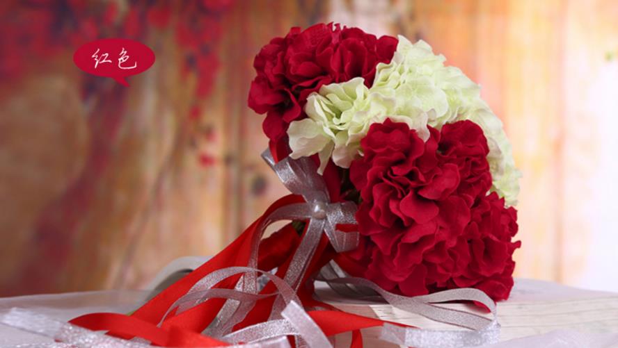 Avioliitto häät hortensia kimppu morsiamen ulompi hääkukkia rintakoruja kimppu mariage: Punainen