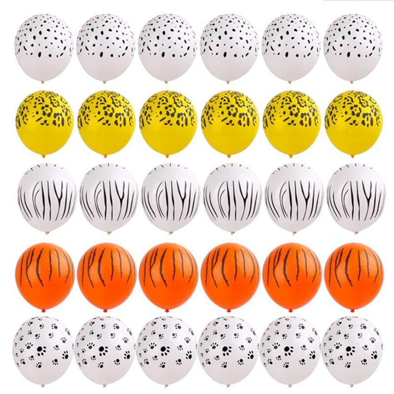10pcs 3.2g 12inch Tijger Zebra Patroon Ballon Dier Helium Latex Ballonnen Verjaardagsfeestje Decoratie Kids Opblaasbare globos