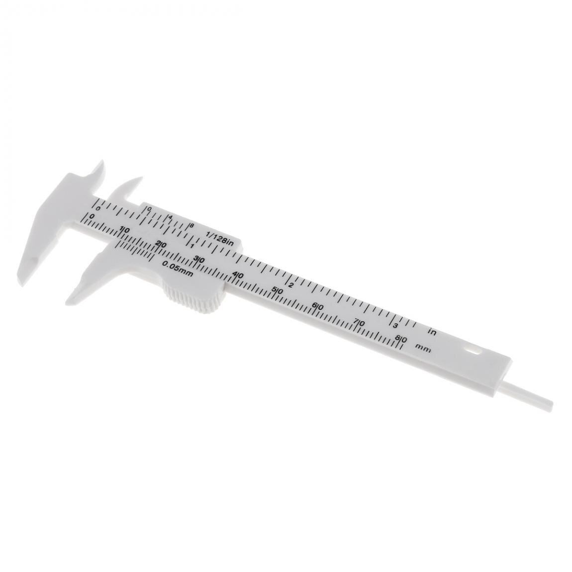 0-80mm dobbelt skala hvid plast vernier caliper med mini måleværktøj til studerende / antik måling